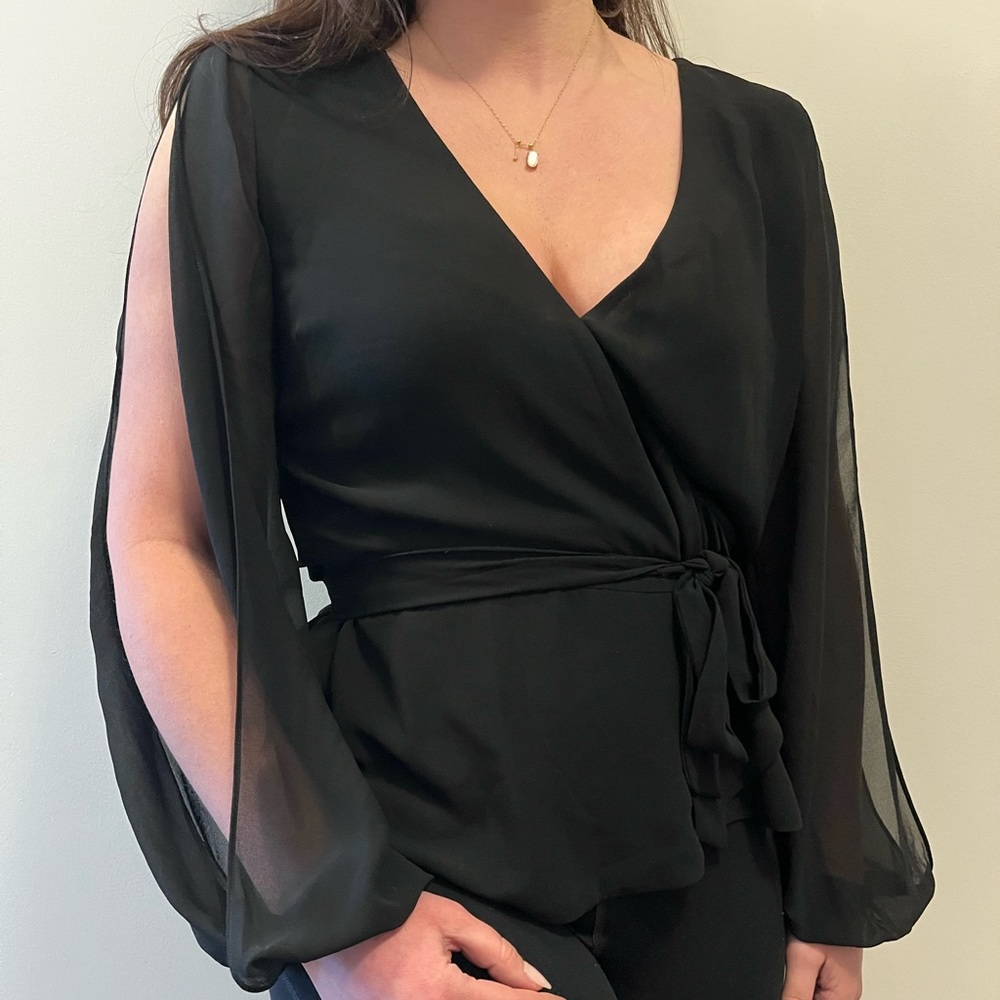 Naked Zebra Black Sheer Blouse - Size M
